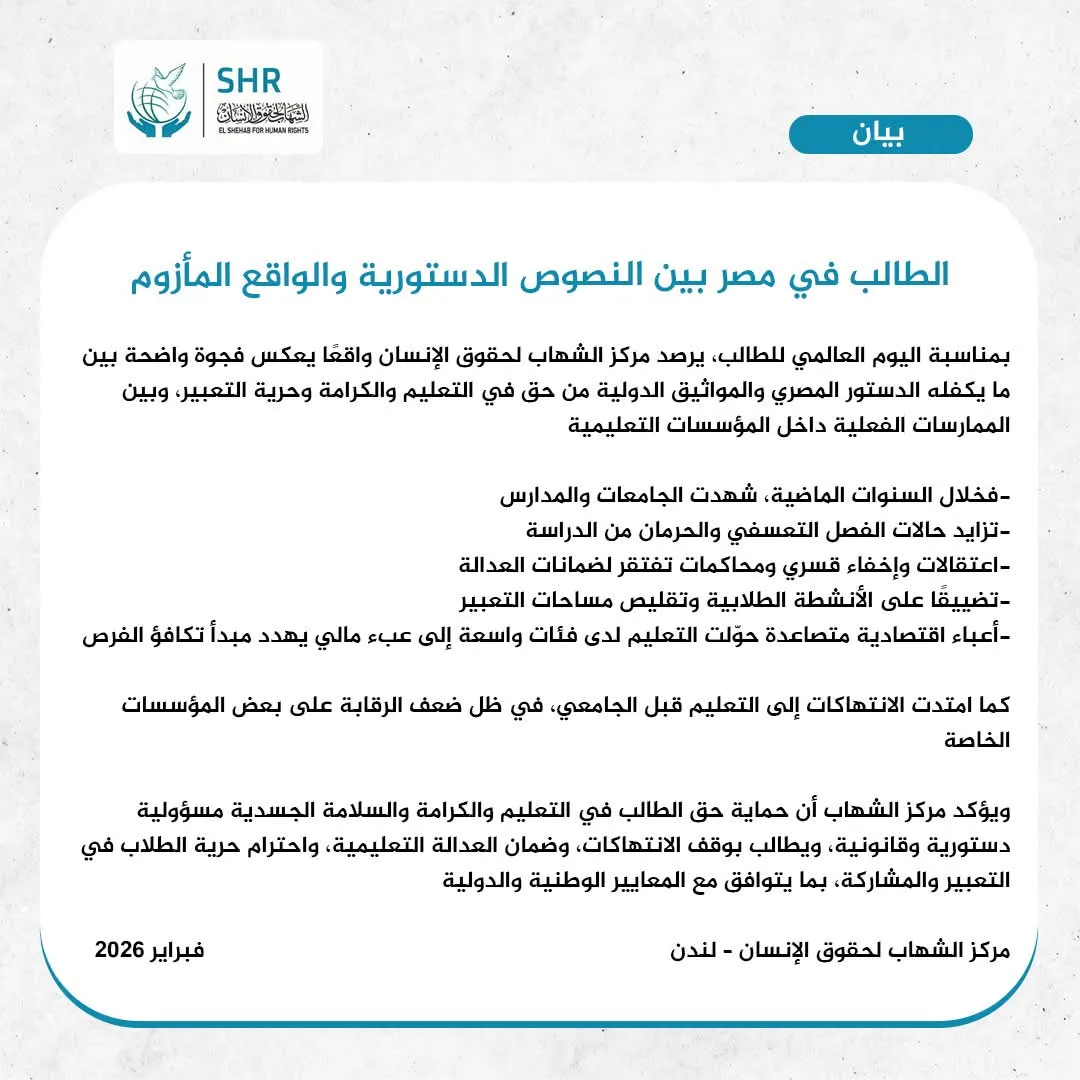 "Students in Egypt: Between Repression and Violation of Human Dignity"